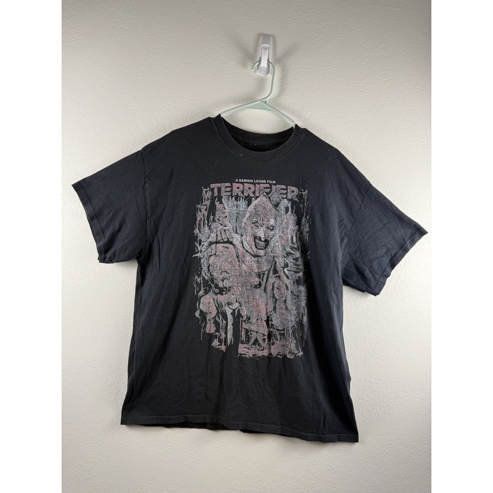 Terrifier Art The Clown Horror Movie T‎ Shirt Black Graphic Tee Mens Faded Y2K